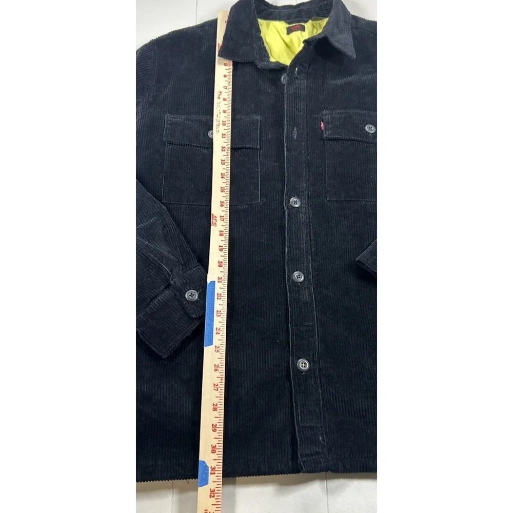 Levi's Skate Black Corduroy Quilted Lined Mens Large Jacket Button Shirt Shacket - Picture 4 of 9
